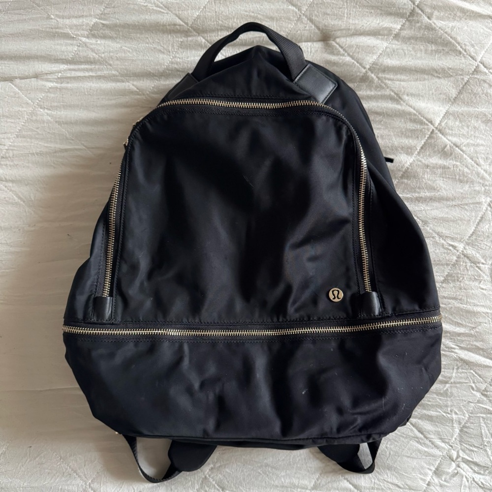 Lululemon Backpack with Bottom Compartment (Black and Gold)